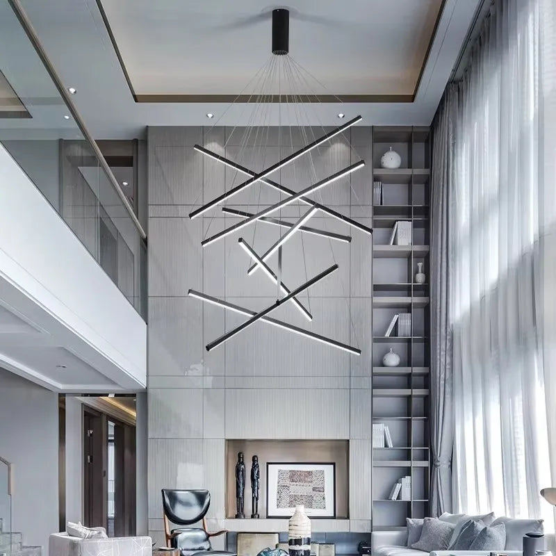 Tronix Modern Nordic LED Chandelier – sleek hanging light with iron, aluminum, and silicone body, energy-efficient LED chip, perfect for staircases, living rooms, dining areas, bedrooms, lobbies, and restaurants.