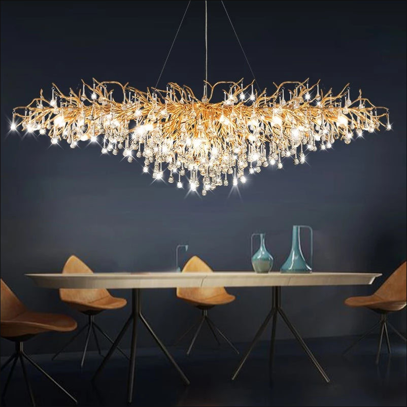Ooze Chandelier by Lights of Scandinavia – luxury crystal lighting with drop-shaped K9 crystals, featured in It Ends With Us movie