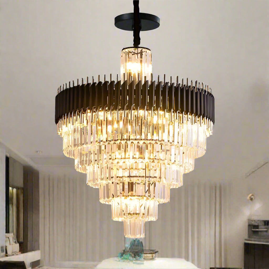 New Peri Modern Crystal Chandelier with K9 Crystal and High-Quality Metal Frame, Featuring E14 LED Bulbs for Energy-Efficient Lighting in Luxury Interior Design