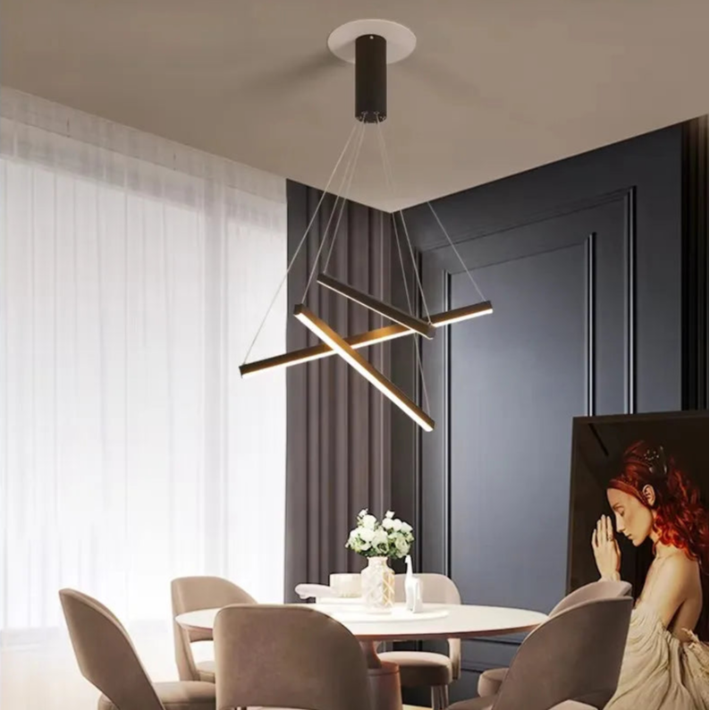 Tronix Modern Nordic LED Chandelier – sleek hanging light with iron, aluminum, and silicone body, energy-efficient LED chip, perfect for staircases, living rooms, dining areas, bedrooms, lobbies, and restaurants.
