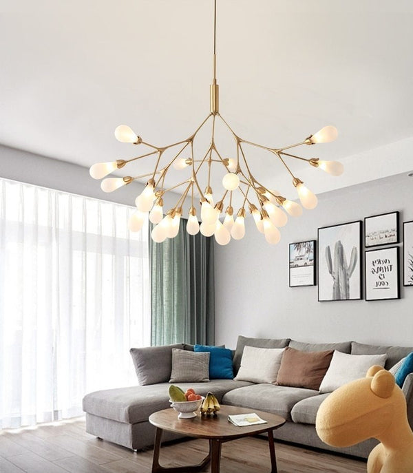 Lights of Scandinavia - Inflorescence - Nordic luxury copper LED chandelier. Modern lighting for dining rooms, hallways or why not light up the entrance hall? Luxury LED Chandelier Lighting Firefly Dining Living Room Creative Hanging Lamp Modern Bedroom Home Deco Fixtures