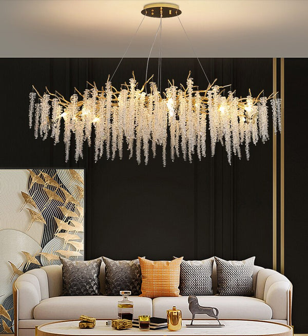 Lights of Scandinavia - Essence - Majestic crystal chandelier. Organic-shaped crystal clusters lighting for dining rooms, living areas, entrance halls, hotel areas, restaurants, etc.